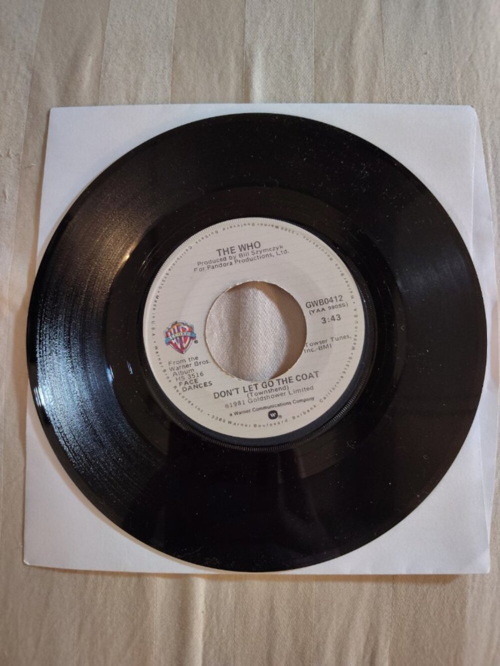 45 The Who Don't Let Go The Coat 1981 VG Condition Unplayed
